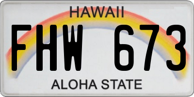 HI license plate FHW673