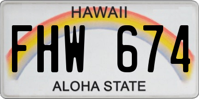 HI license plate FHW674