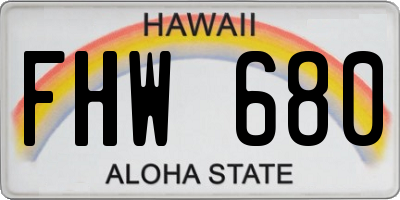 HI license plate FHW680