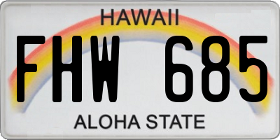 HI license plate FHW685