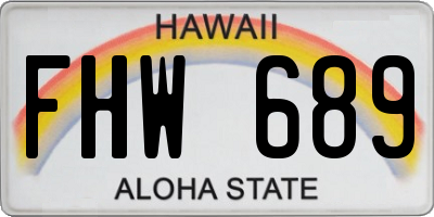 HI license plate FHW689