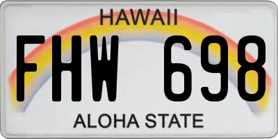 HI license plate FHW698