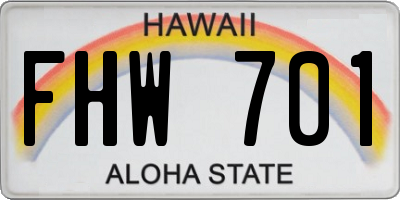 HI license plate FHW701