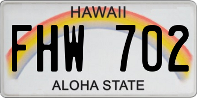 HI license plate FHW702