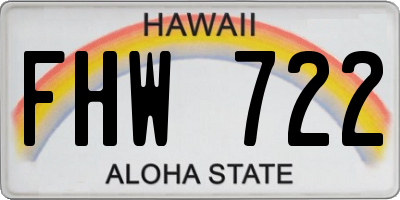 HI license plate FHW722