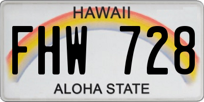 HI license plate FHW728