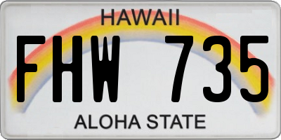 HI license plate FHW735