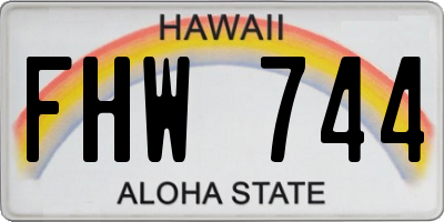 HI license plate FHW744