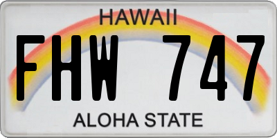 HI license plate FHW747