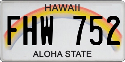 HI license plate FHW752