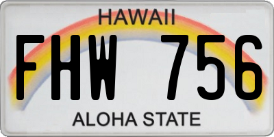 HI license plate FHW756