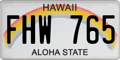 HI license plate FHW765