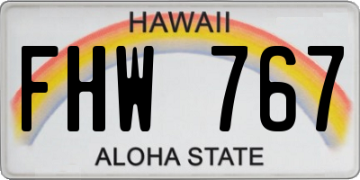 HI license plate FHW767