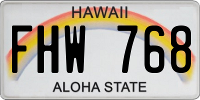 HI license plate FHW768