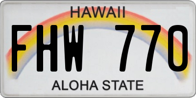HI license plate FHW770