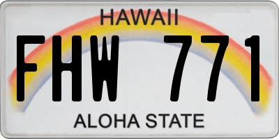 HI license plate FHW771