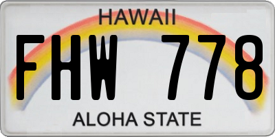 HI license plate FHW778