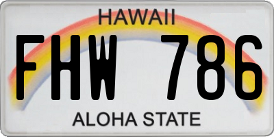HI license plate FHW786