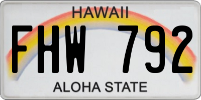 HI license plate FHW792