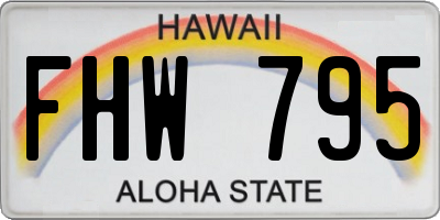 HI license plate FHW795