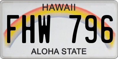 HI license plate FHW796