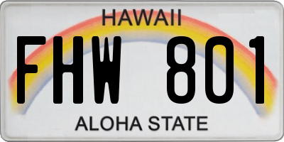 HI license plate FHW801