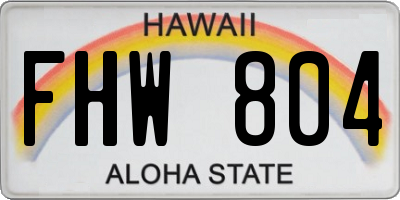 HI license plate FHW804