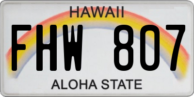 HI license plate FHW807
