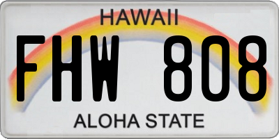HI license plate FHW808
