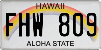 HI license plate FHW809