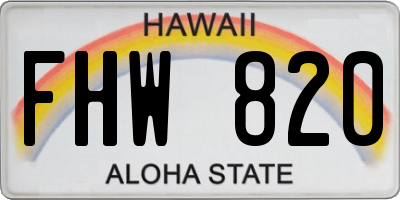 HI license plate FHW820