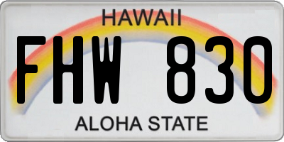 HI license plate FHW830