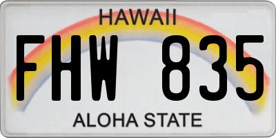 HI license plate FHW835