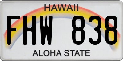 HI license plate FHW838