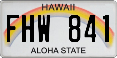 HI license plate FHW841