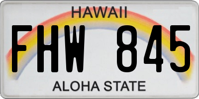 HI license plate FHW845