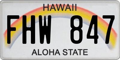 HI license plate FHW847