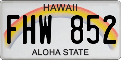 HI license plate FHW852