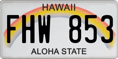 HI license plate FHW853
