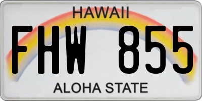 HI license plate FHW855