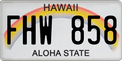 HI license plate FHW858