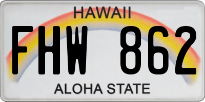 HI license plate FHW862