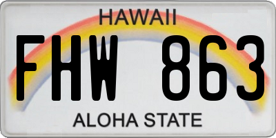 HI license plate FHW863