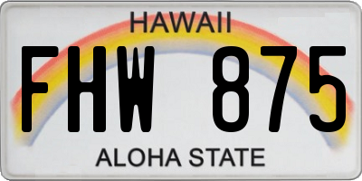 HI license plate FHW875