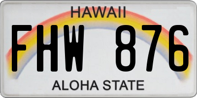 HI license plate FHW876
