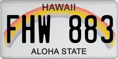 HI license plate FHW883