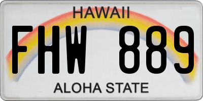 HI license plate FHW889