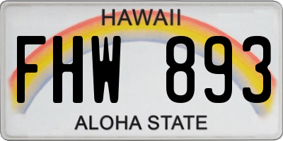 HI license plate FHW893