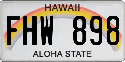 HI license plate FHW898