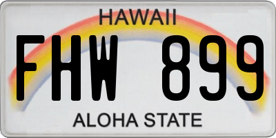 HI license plate FHW899